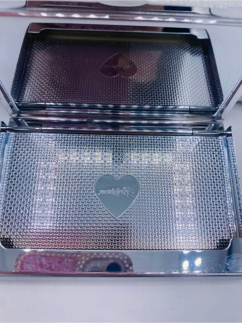 Brighton Tapestry Card Case Mother Of Pearl Etched Silver Plated Tiny Crystals - Picture 5 of 11